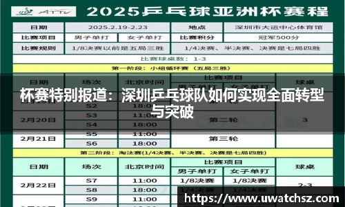 杯赛特别报道：深圳乒乓球队如何实现全面转型与突破